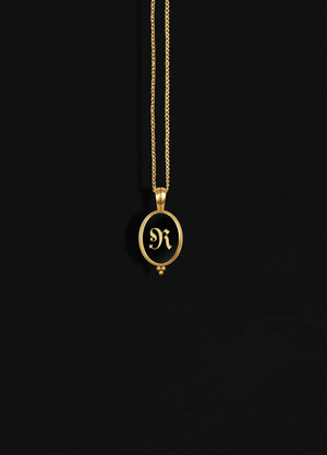 Initial Black Signet Gold Vermeil Necklace