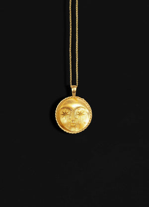 Moon Face Gold Vermeil Necklace