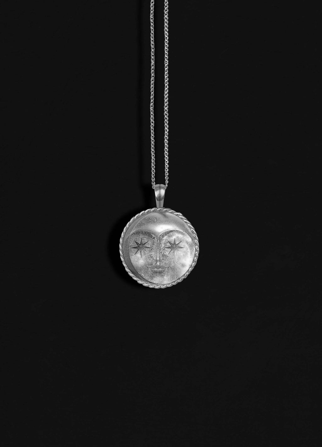 Moon Face Silver Necklace