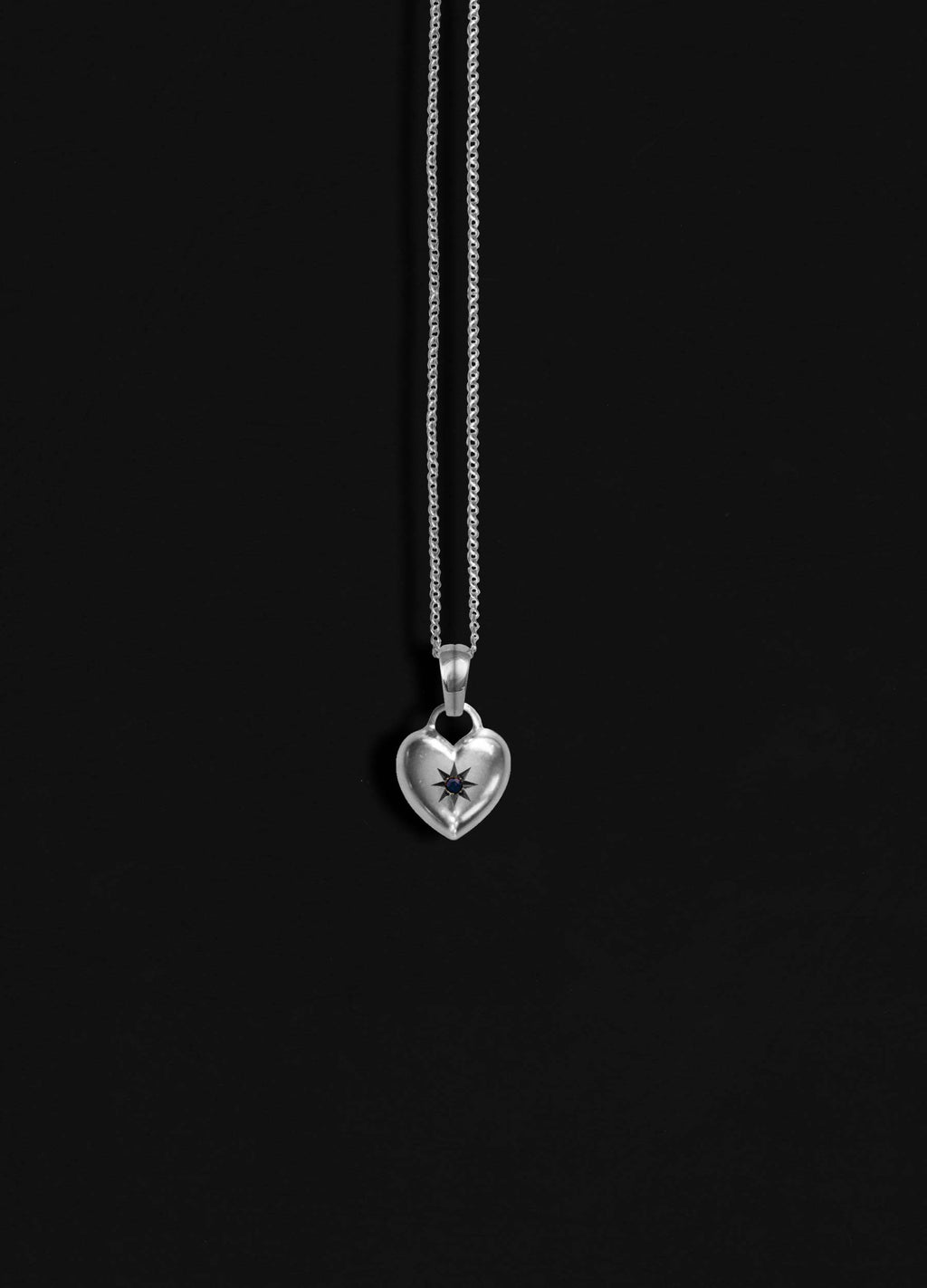 Onyx Star Heart Silver Necklace