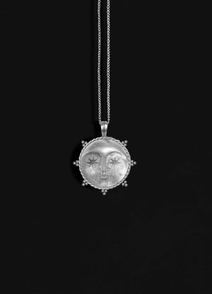 Sun Face Silver Necklace