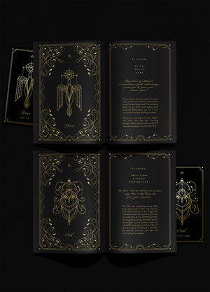 Cosmic Wild Oracle deck, animal tarot by Cocorrina & Co in black and gold