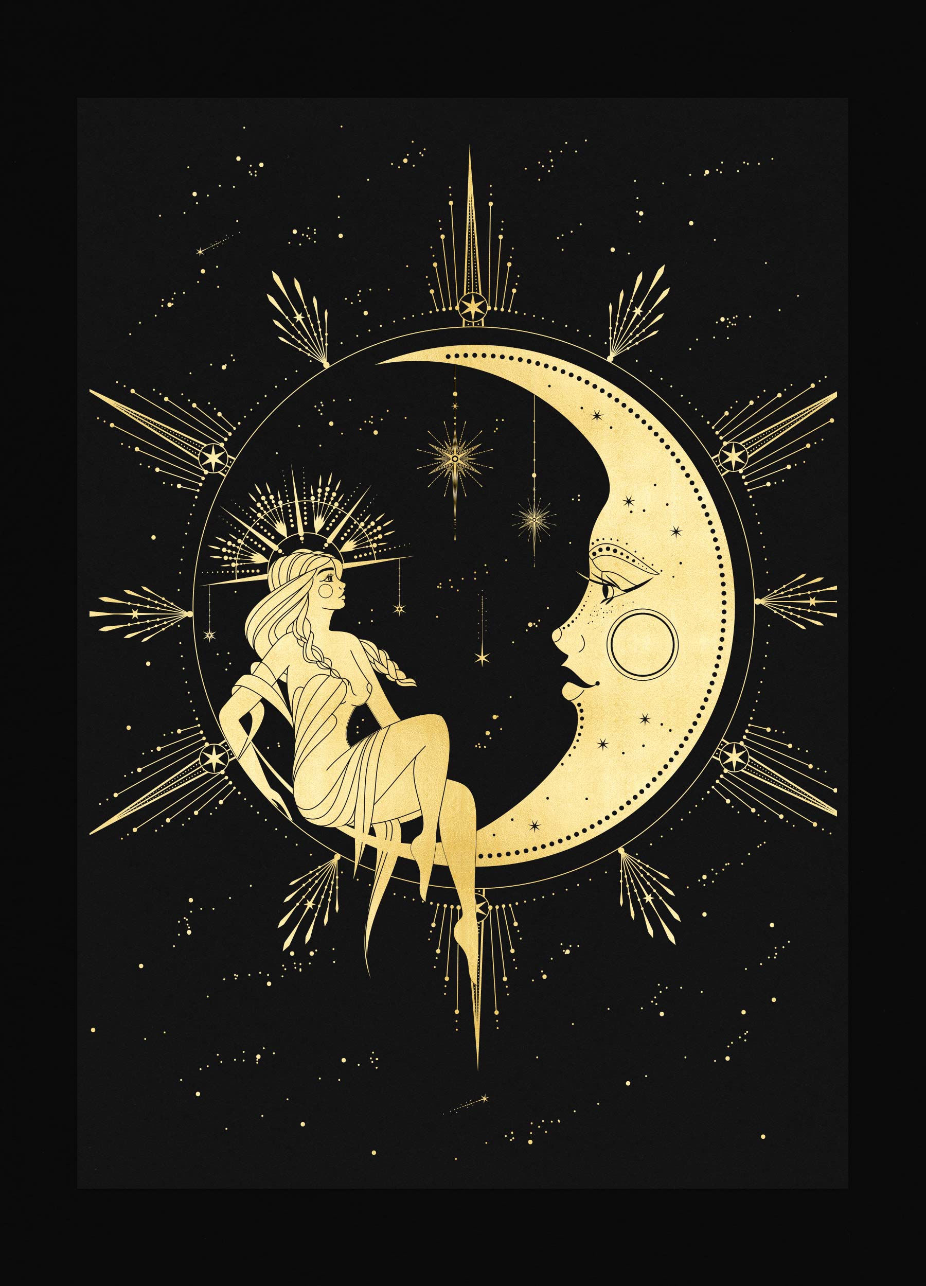 The Witch And The Moon Art Print Cocorrina